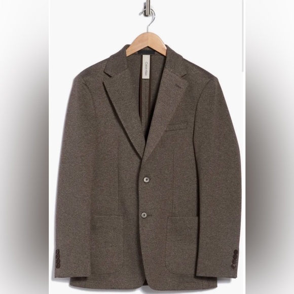 NWT Mens Calvin Klein Notch Lapel Sport Coat Brown / White 38 Short